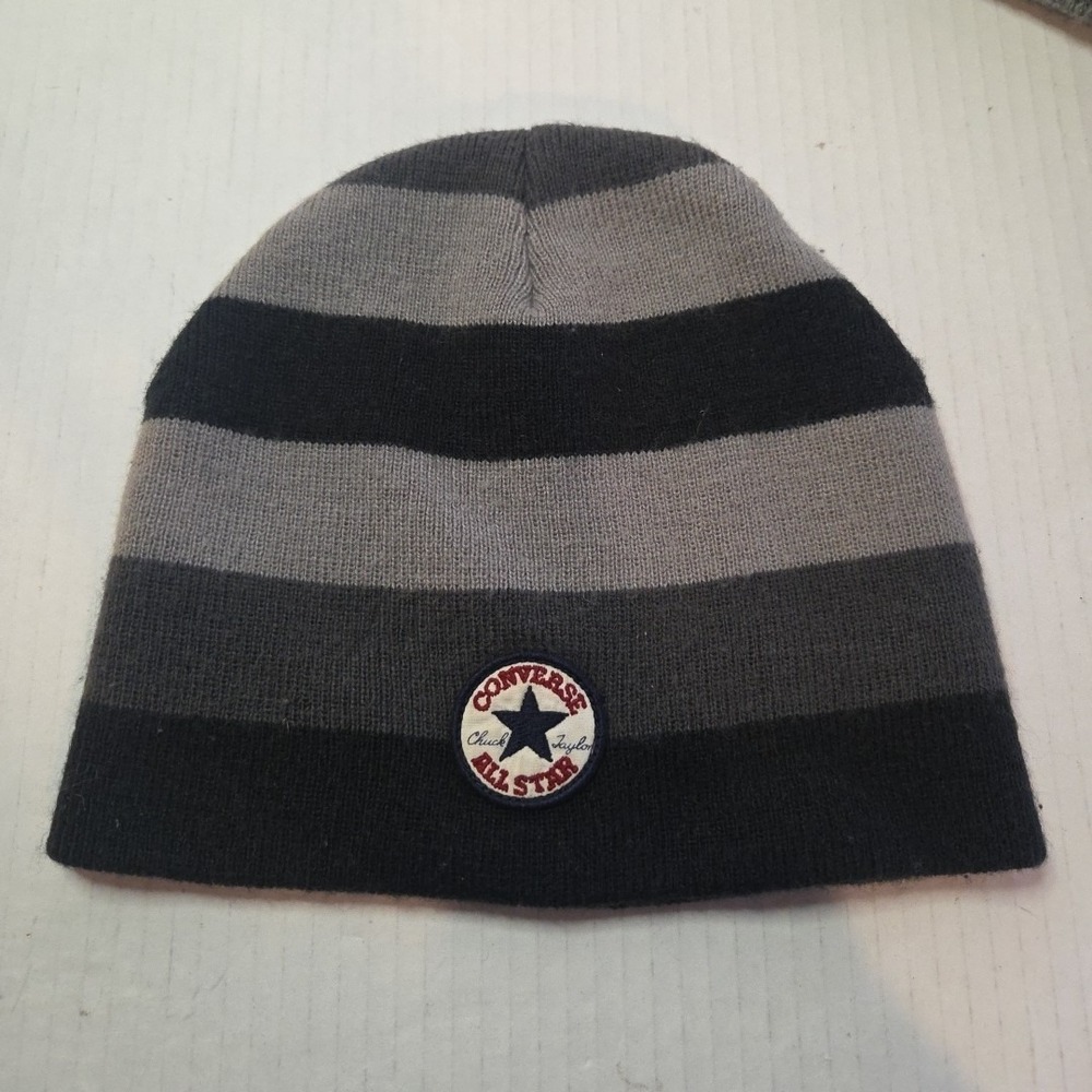 Converse‎ Beanie Chuck Taylor All Star Logo Gray Black Knit Young Hat